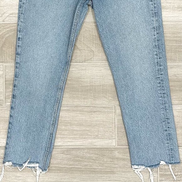Agolde Riley High Rise Straight Crop Jeans in Curio Light Wash Denim Size 28 - Picture 7 of 16